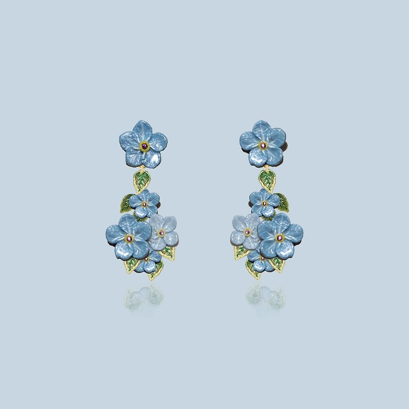 Ava Ollie Collection: Lotus Pink Peony Flower Earrings - ต่างหู - วัตถุเคลือบ สีน้ำเงิน