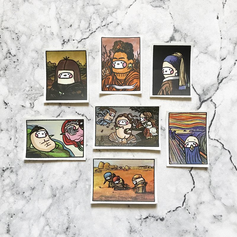 Cloth Seed Bio│World Famous Painting Illustration Sticker - Stickers - Paper Multicolor
