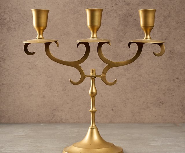 Art Deco Copper Candle Holder Holds 3 Candles Copper Candelabra 