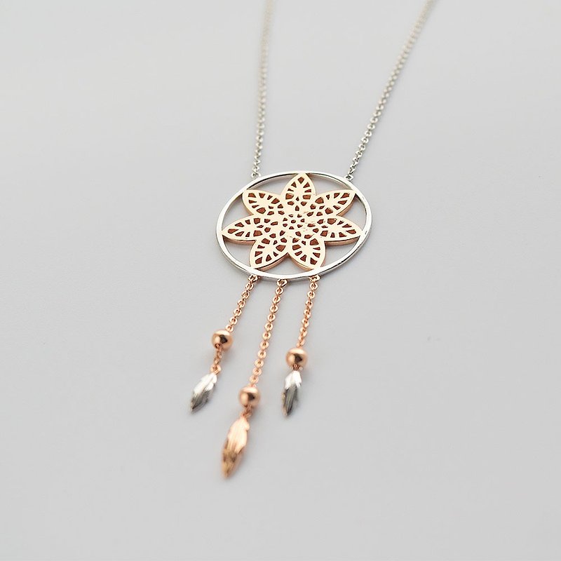 【14K gold・925 sterling silver】Forest series detailed two-tone necklace - สร้อยคอ - เงินแท้ สีทอง