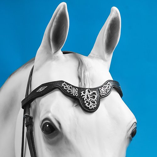Equestrian Style Studio Browband for horses Handmade pony draft brow band Black horse tack Custom size