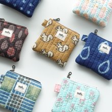 インド刺繍生地　ポーチ インド刺繍生地プリントキルトボックスポーチ - ショップ 