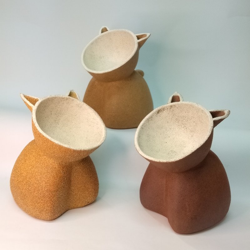 貓物語/陶藝品/手工 - 寵物碗/碗架/自動餵食器 - 陶 