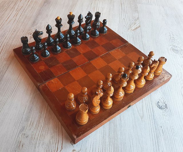 1950s old chess set USSR wooden vintage chess board 29x29cm - Shop Chess24  Board Games & Toys - Pinkoi