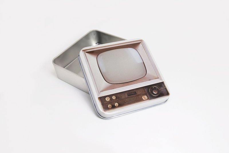 Retro TV [Empty Tinplate Box] - กล่องเก็บของ - โลหะ สีกากี
