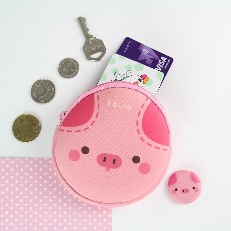 i money pink coin purse full series-A3. Piglet pink 齁齁D - Coin Purses - Waterproof Material Pink