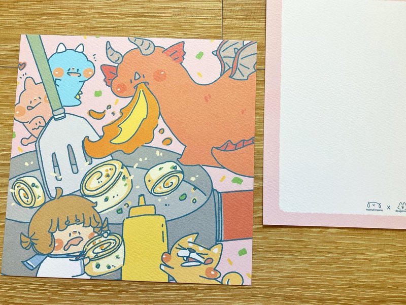 Dog clip star / original square postcard / flaming quiche - การ์ด/โปสการ์ด - กระดาษ 