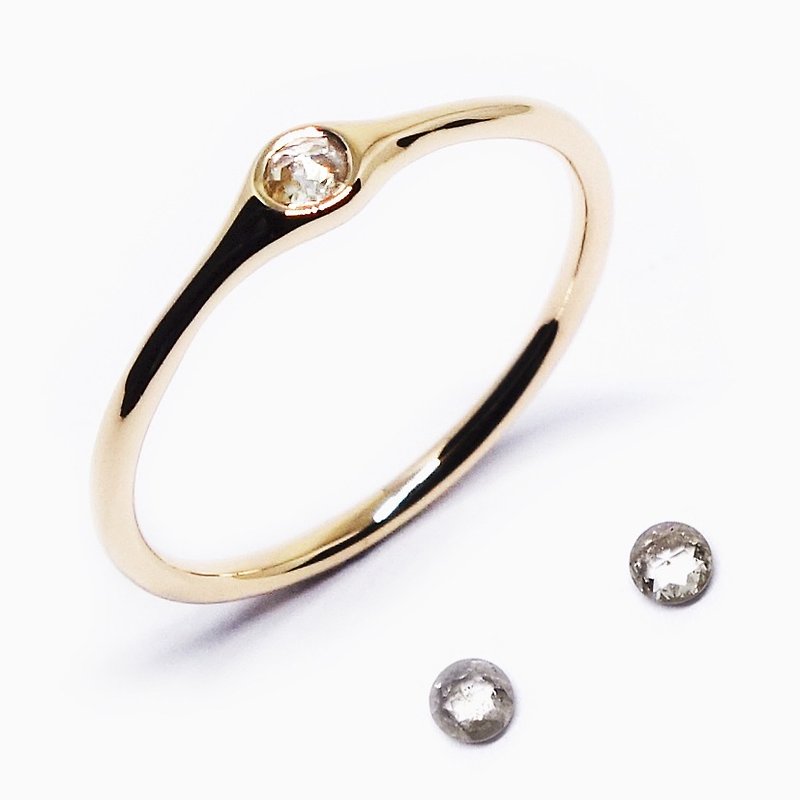 Birthstone of April 0.11ct rustic diamond minimum ring【Pio by Parakee】鑽石戒指 - General Rings - Gemstone Gold