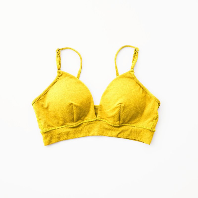 【Made in Japan】肌にやさしいノンワイヤーブラレット　本体オーガニックコットン×パッド裏シルク100 - 女內衣褲 - 棉．麻 黃色