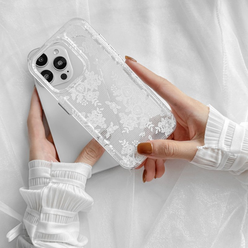 【Perfect in White Lace】 Transparent mobile phone case - Phone Cases - Plastic 