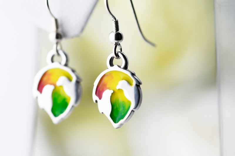 Enamel Painted Series Love Mutter Autumn Leaf Hook Earrings - Earrings & Clip-ons - Silver Silver