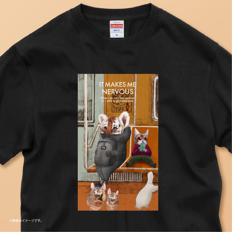NERVOUS TIGER /コットンTシャツ - 女 T 恤 - 棉．麻 白色