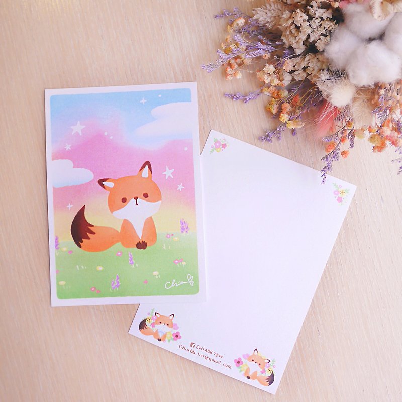 Fantasy Grassland Little Fox / ChiaBB Illustrated Postcard - การ์ด/โปสการ์ด - กระดาษ หลากหลายสี