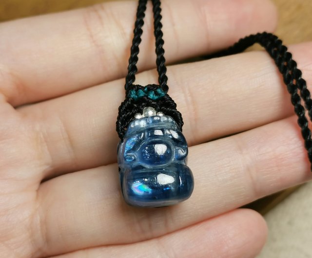 高品質カイヤナイトブルー石/蝋引き糸編みシリーズ/三点補強設計