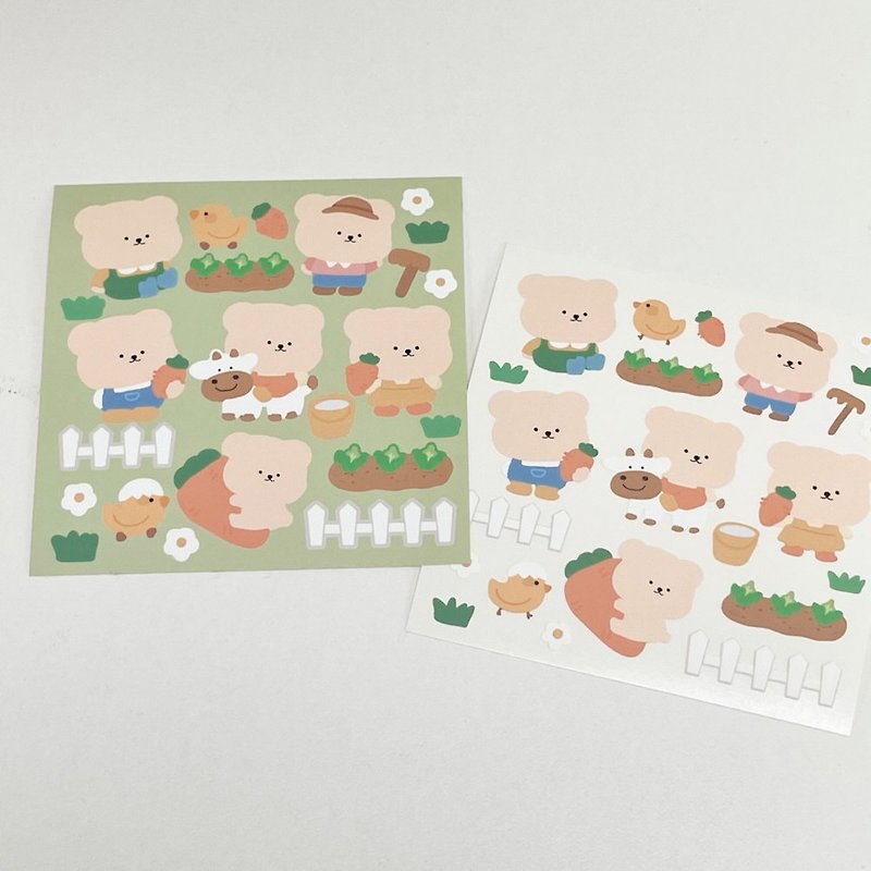 [Korean Cultural and Creative] Chestnut Bear & Farm 2 Stickers - Stickers - Paper Multicolor