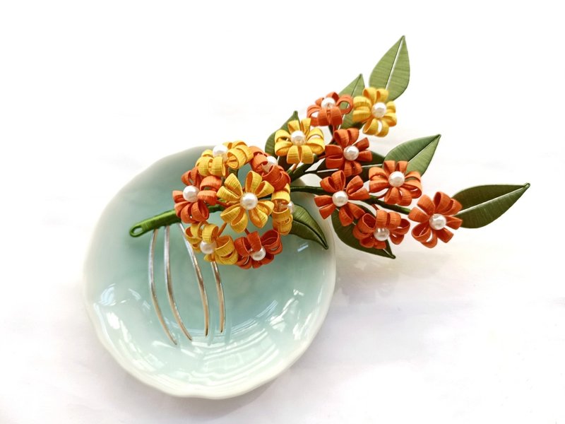 Osmanthus Traditional Ancient-Style Handmade Hairpin Head Accessories - Hair Accessories - Thread Orange