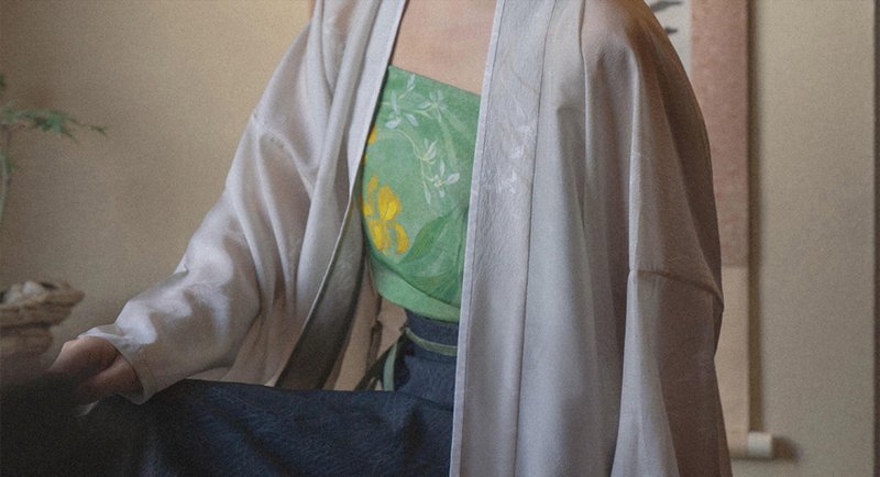 【折枝鳶】新中式復古 漢元素真絲印花吊帶 - 女上衣/長袖上衣 - 絲．絹 綠色