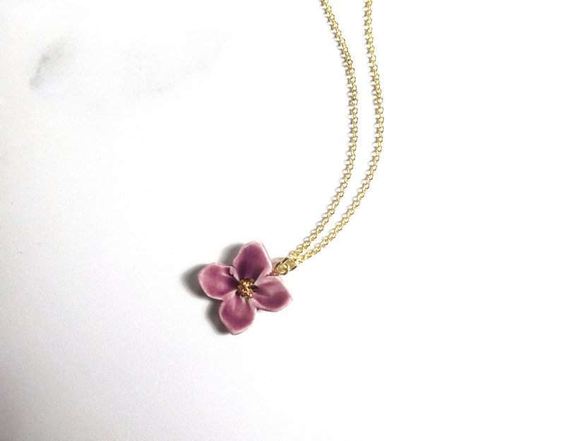 小さな花のnecklace    紫 - 項鍊 - 陶 紫色