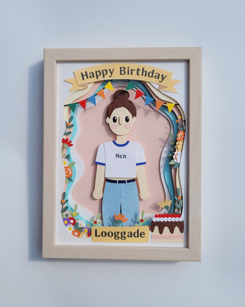Layered custom papercut frame: birthday theme. - 相框/畫框 - 紙 