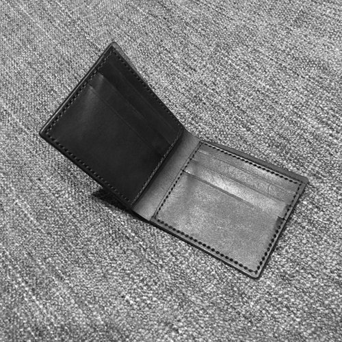 選皮革 革物工作室 素面手工皮革短夾【六卡/二夾層/一鈔層】牛皮夾