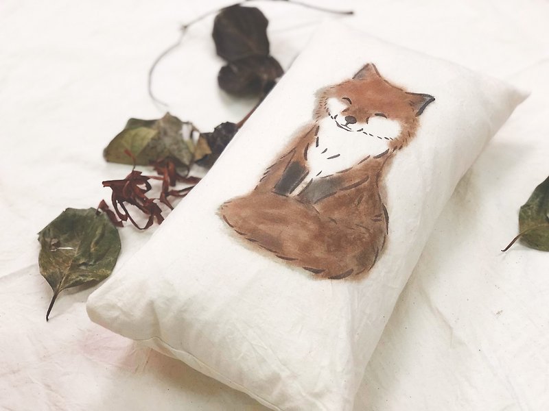 [Christmas limited activities] - Persimmon fox pillow - เย็บปักถักร้อย/ใยขนแกะ/ผ้า - ผ้าฝ้าย/ผ้าลินิน 