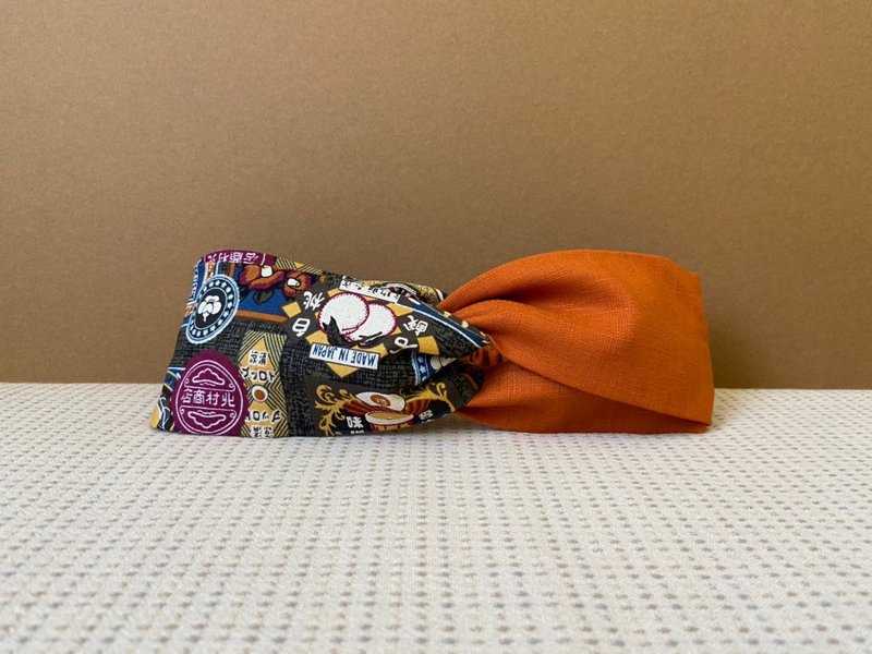 雙拼髮帶 / 50年代招牌彩色版 - 橘 / 情侶款 - 髮箍/髮帶 - 棉．麻 橘色