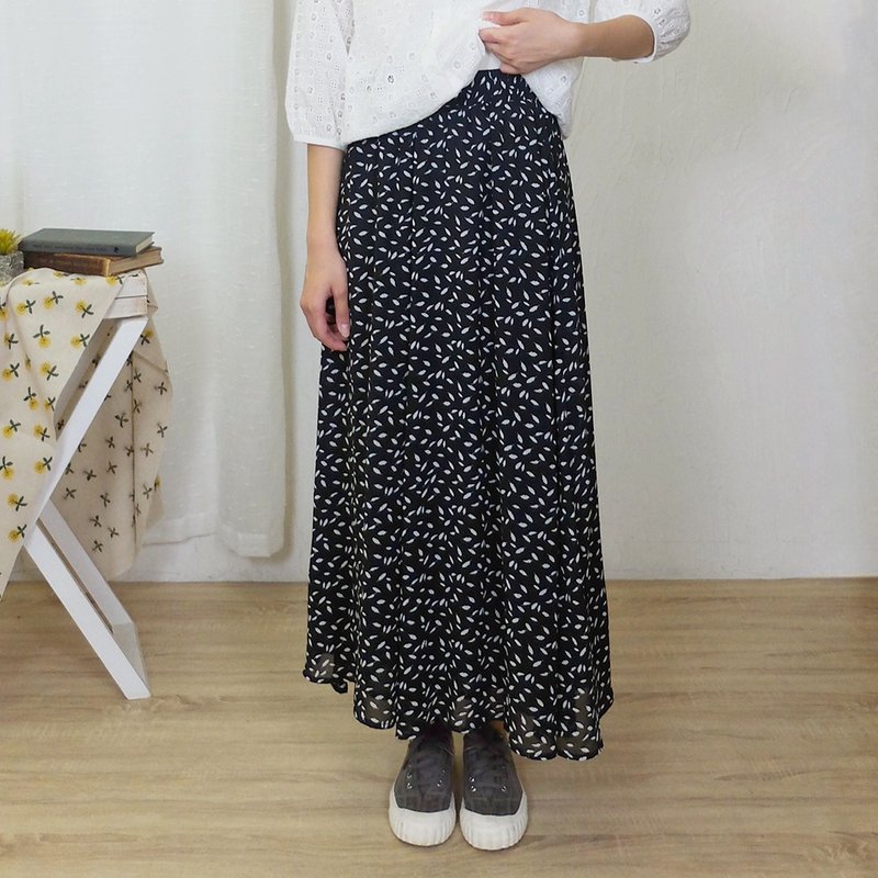 Hana Mokuba elastic waist floral chiffon wide pants - กางเกงขายาว - วัสดุอื่นๆ 