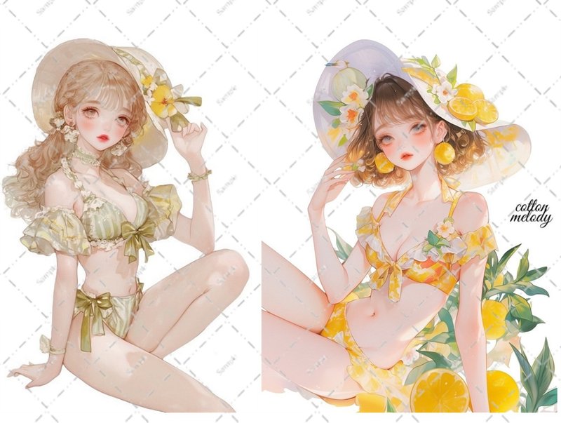 original sticker no.6595 人物ステッカー オリジナルステッカー 人物ステッカー 女の子ステッカー オリジナル人物ステッカー - 貼紙 - 紙 