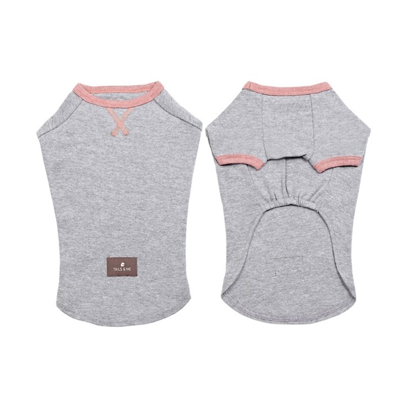 [Tail] with my round neck short sleeve T-shirt trim subsection (light gray / red) - Clothing & Accessories - Cotton & Hemp 