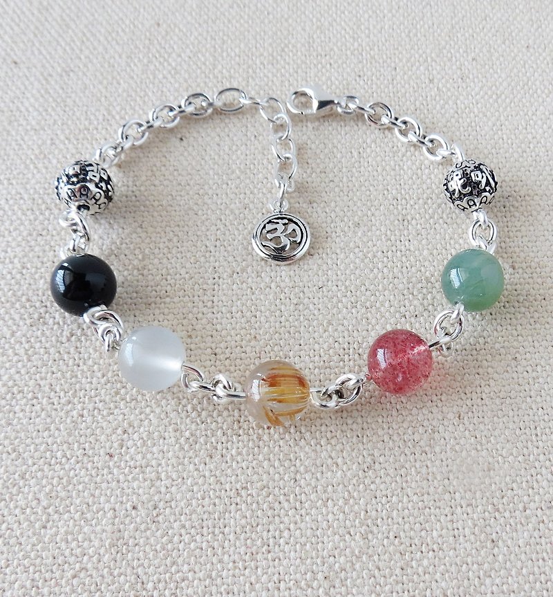 Sterling silver [six-character big mantra] lucky luck five elements bead bracelet ** increase the overall fortune [this year] - Bracelets - Gemstone Multicolor
