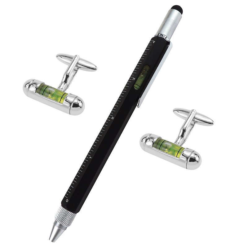 Green Level Cufflinks and Pen Set - Cuff Links - Other Metals Green