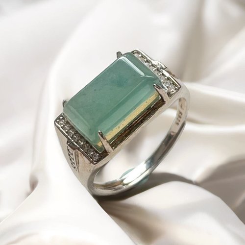 瓔珞珠寶盒 E.L.Jewelry Box 藍水翡翠無事牌925純銀戒指 | 天然玉翡翠A貨