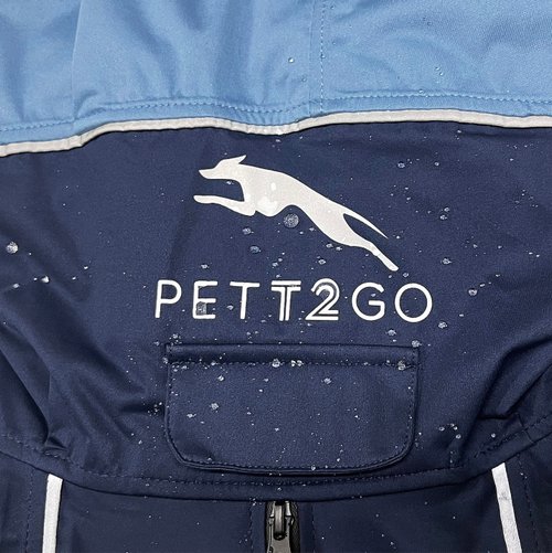 PETT2GO 狗透氣雨衣-連身式機能服 臺灣製 3M反光 牽繩孔 中大型狗 午夜藍