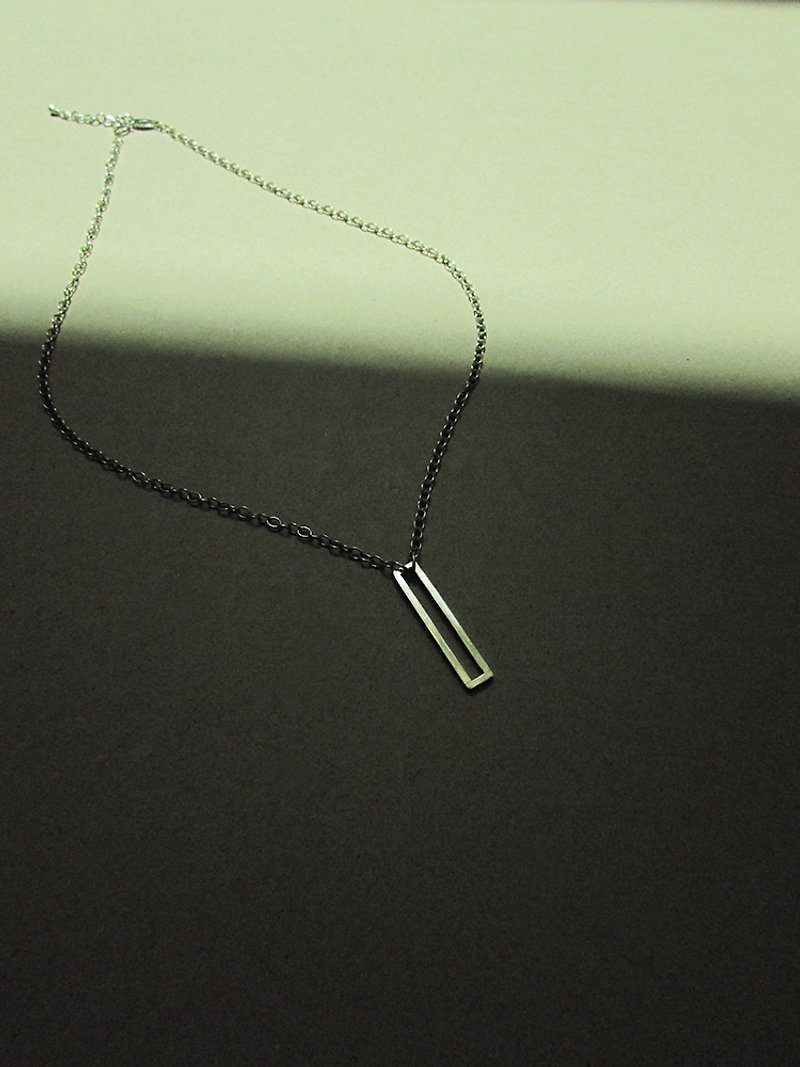 rectangle necklace | mittag jewelry | handmade and made in Taiwan - สร้อยคอ - เงิน สีเงิน