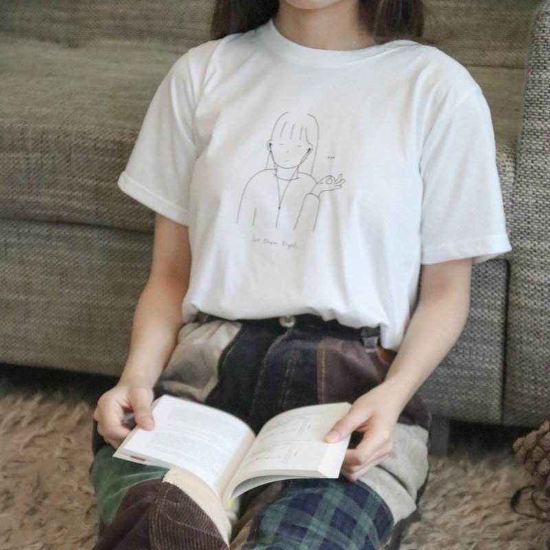 T-shirt - let them fight - 女 T 恤 - 棉．麻 白色