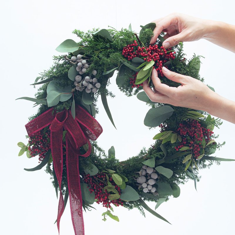 聖誕節手作花圈 花藝x瑜伽 聖誕花圈 新鮮聖誕花圈 聖誕佈置 禮物 - 植栽/花藝 - 植物．花 