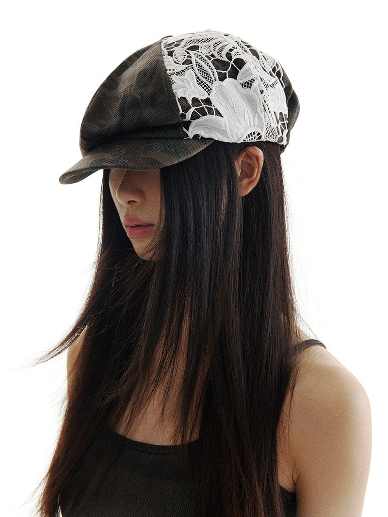 Vintage Camo Lace Beret Vintage Camo Lace Beret - หมวก - วัสดุอื่นๆ หลากหลายสี