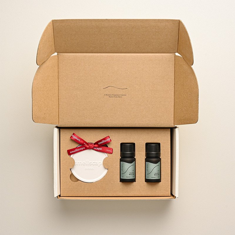 Natural Essential Oil Diffusing Stone Gift Box Essential Oil Gift Box | 7 essential oil formulas to relax, relieve stress and freshen the air - น้ำหอม - วัสดุอื่นๆ 