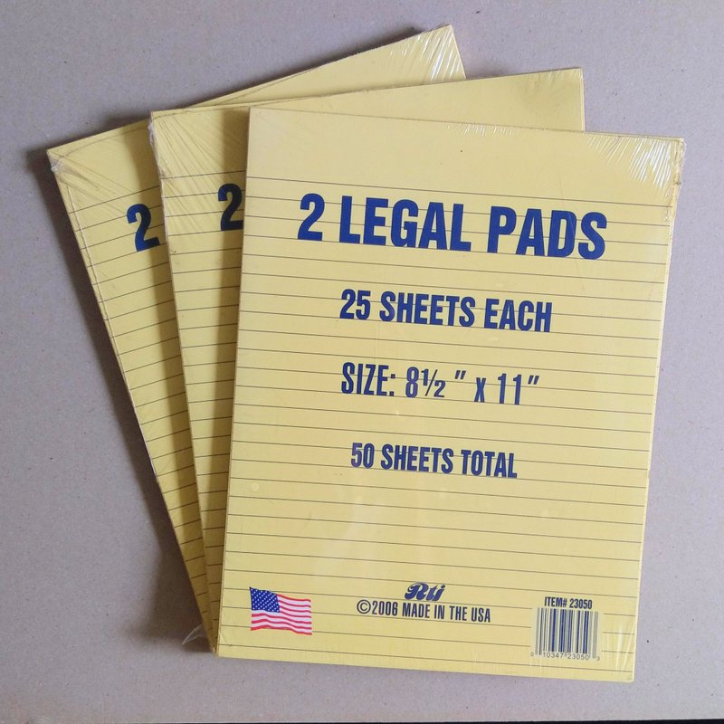 美國老物  2LEGAL PADS美國製 黃頁橫條紋筆記本/便條紙 - 筆記本/手帳 - 紙 黃色