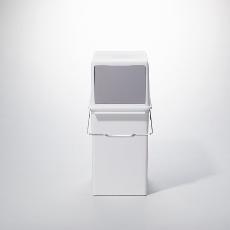 Japan like-it foldable push-lid slot trash can-17L - Trash Cans - Plastic White