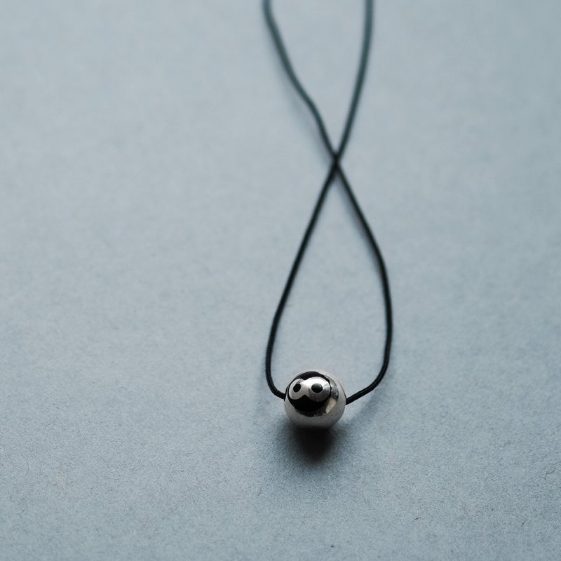 Eight Ball Cord Necklace Silver 925 Men's Unisex - Necklaces - Other Metals Gray