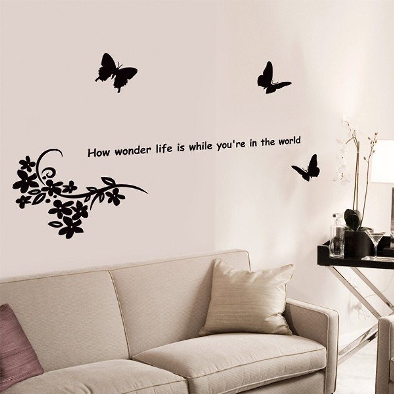 Smart Design 創意無痕壁貼◆蝴蝶與花(8色可選) - 壁貼/牆壁裝飾 - 紙 紅色