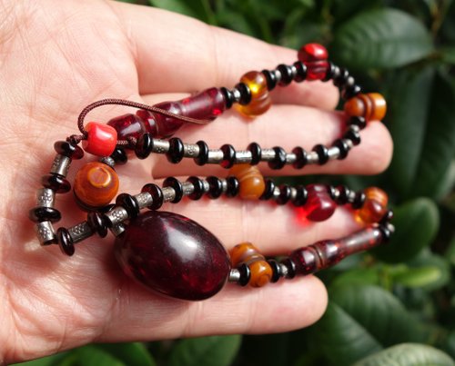 アンティーク蝋23.8g琥珀琥珀ネックレスネックレス古い蝋チベット古い