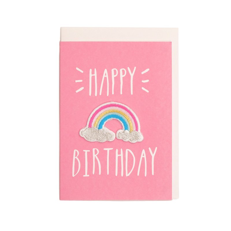 Amazing刺繡布貼卡片- Happy Birthday彩紅 - 卡片/明信片 - 其他材質 