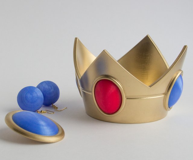 3DPrintProps Princess Daisy Accessories – Crown, Brooch, Earrings from Super Mario Bros Video Game Brooch + Earrings