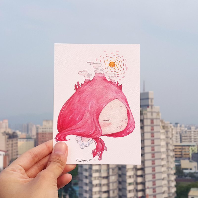 {139} the volcanic girl，illustration postcard - Cards & Postcards - Paper Red