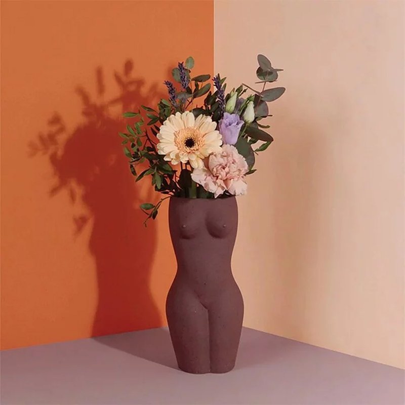 DOIY 創意身體女性曲線花瓶插花擺件花器桌面裝飾生日禮物 - 擺飾/家飾品 - 瓷 咖啡色