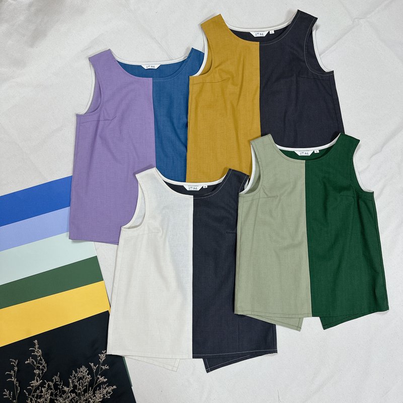 - Half Series - Back Cross Vest - - Women's Vests - Cotton & Hemp Multicolor