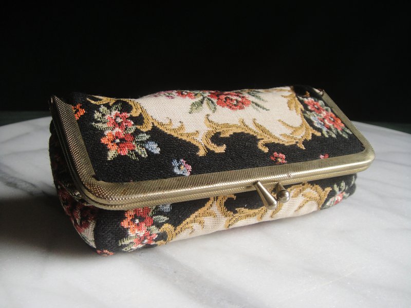 Glorious Era OLD ERA_Early second-hand European jacquard cosmetic bag - Toiletry Bags & Pouches - Other Materials 