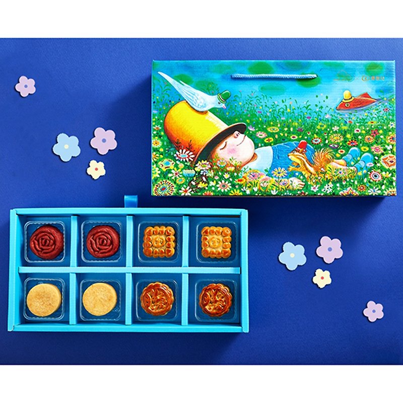 [Magpies × a few meters] flowers bloom 8 into the Mid-Autumn Festival gift box. C1 - Handmade Cookies - Paper 